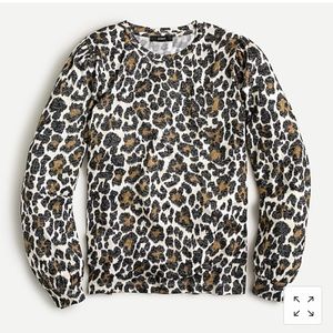 NWT J Crew Supercozy Puff-Sleeve Pullover Leopard